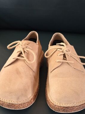 Birkenstock Gary Beige Suede Lace-Up Cork Sole Comfort Oxford Shoes Men’s EU 41